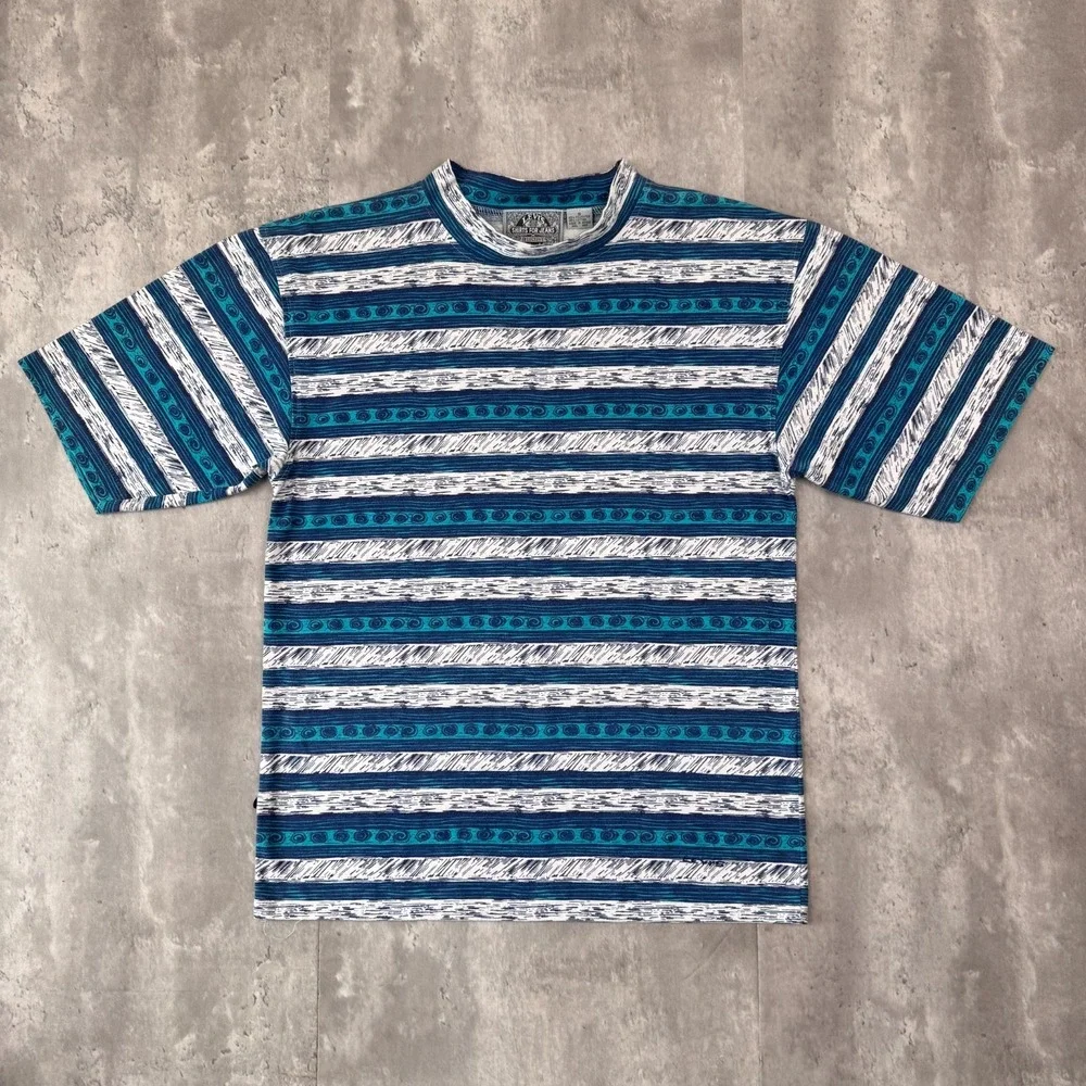 Vintage Levis T-Shirt Mens Small Striped Surf Abstract Shirts For Jeans 90s